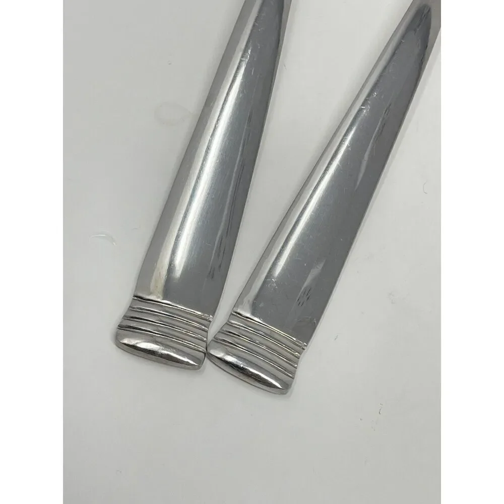 Wallace NAPOLI Glossy Serving Slotted Spoons 8 7/8” Stainless Flatware Set Of 2